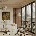 Elegant Living Room Interior Design with Beige Sofa Wooden Coffee Table and Yellow Decorative Painting