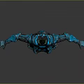 Futuristic Humanoid Mechanical Sculpture With Blue Green Glowing Details And Armored Design