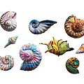 Colorful Seashell Decorative Ornament Set with Various Shapes for Home Decor Accents