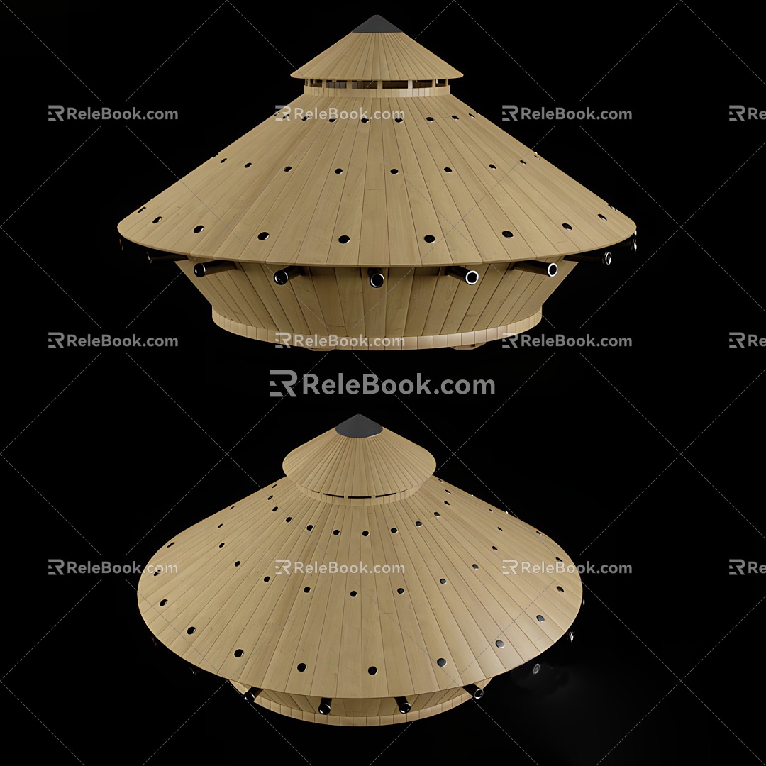 Hat Bird Nest Hooden Wooden House Roof 3d model