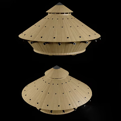 Two Beige Perforated Conical Household Items For Home Decoration And 3d model