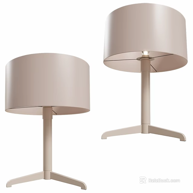 Modern Minimalist Table Lamp Featuring Beige Fabric Shade And Tripod Base 3d model