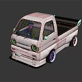 White Modified Small Truck With Black Bed Large Wheels And Unique Headlights 3d model