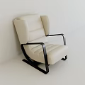 Modern Beige Single Sofa With Black Metal Frame And Leather Upholstery