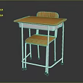 Student Desk With Yellow Tabletop And Chair Featuring Silver Metal Frame