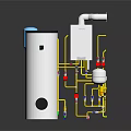 Efficient Home Domestic Water Heating Appliance System With Storage Tank And Pipes
