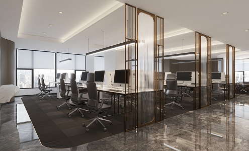 modern public office area office hall 3d model