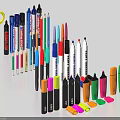 Collection of Various Pens Including Markers Colored Pencils in Vibrant Colors and Stylish Designs