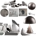 Modern Decorative Ornament Set with Geometric Trays Candle Holders and Figurines