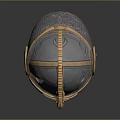Warrior Helmet Featuring Dragon Decorative Ornament Intricate Metallic Carvings Red Green Gems