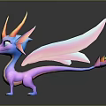 Cute Fantasy Dragon Game and Movie Character With Purple Body Blue Head and Pink Wings