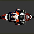 Kids Riding Mini Racing Motorcycle Wearing Helmet With Red White Blue Stars Design
