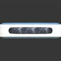 Teal Portable Speaker With Fabric Surface White Frame And Bluetooth Control Buttons