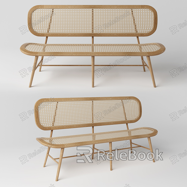 Southeast Asia Outdoor Chair Rattan Double Bench model