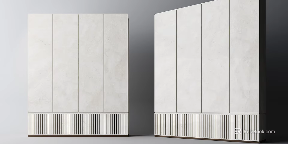 Modern Minimalist White Background Wall Design With Striped Base And Clean Lines 3d model