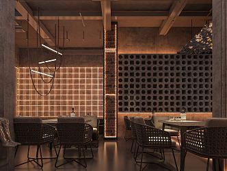 Industrial LOFT Bar Clear Bar Music Restaurant Net Red Pin-in Photo Area Sunset Light 3d model