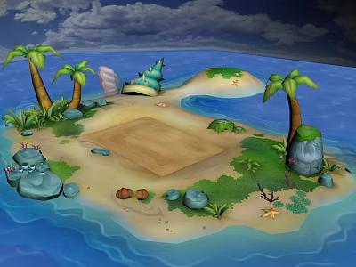 Modern Cartoon Scene Beach Battle Map 3d model