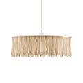 Round Natural Woven Chandelier With Light Wood Tassel Design For Modern Home