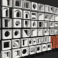 Varied Floor Tiles Featuring Various Geometric Shapes Different Designs and White Gray Orange Hues