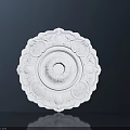 Ornate White Carved Ceiling Medallion With Intricate Floral Patterns And Circular Design