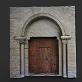 Classic Stone Door Arch With Wooden Door And Flanking Columns Design