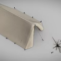 Canvas Camping Tent With Interior Bed Furniture And Wooden Poles Setup