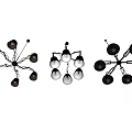 Modern Black Chandeliers With Various Designs And Multiple Light Fixtures 3d model
