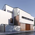 Modern Semi Detached Villa With White Exterior Wooden Elements And Green Lawn