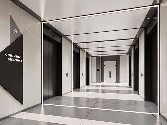 modern elevator hall elevator car 3d model