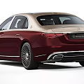 Mercedes-Maybach Luxury Sedan With Burgundy And Gold Exterior Front Grille Multi-Spoke Wheels Rear Emblem