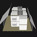 Two Story Container Building With Sloped White Roof Yellow Panels And Solar Panels
