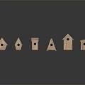 Birds Wooden Birdhouses In Various Shapes And Sizes On Dark Background