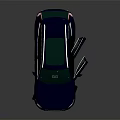Blue SUV Model Car with Open Doors Green Transparent Roof and Front Grille