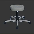 Modern Bar Stool With White Padded Seat Black Stem And Wheeled Cross Base