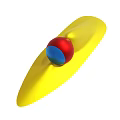 Modern Abstract Yellow Curved Shape With Red And Blue Ball Design