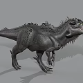 Realistic Black Dinosaur Model With Back Spikes Green Eyes And 3D Render