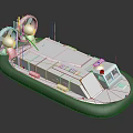 White Hovercraft Water Vehicle With Top Mounted Fans And Air Cushion Base