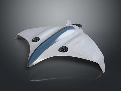 Sleek Silver Gray Flying Wing Aircraft With Smooth Reflective Surface And Two Circular Components 3d model