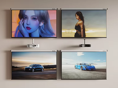 Projection Monitoring System With Multiple Screens Displaying People And Vehicles 3d model