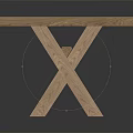 Modern Wooden Table With Black Panel Top And Crossed Legs Design