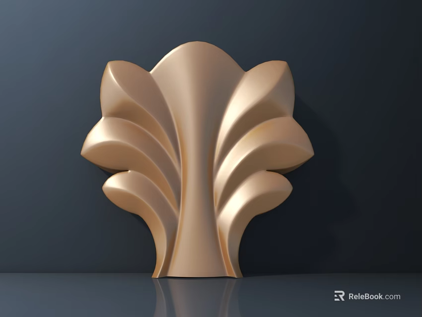 Golden Leaf Shaped Decorative Hardware Accessory with Smooth Curved Ornamental Design 3d model