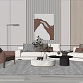 Modern sofa coffee table combination 3d model