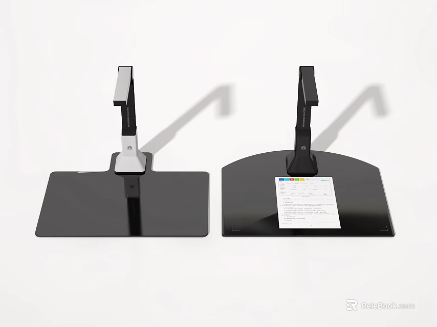 Dual Office Electronics Document Scanners With Black Bases White Black Stands And Documents 3d model