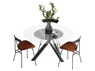 Modern Casual Table and Chair Dining Table and Chair 3d model