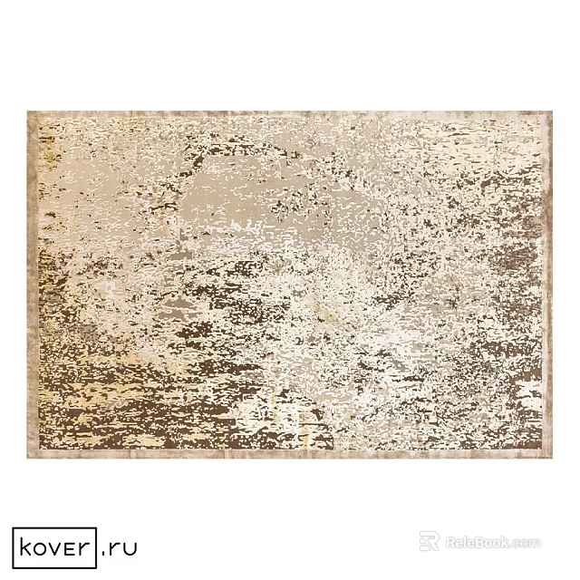 Modern Square Carpet with Beige and Brown Distressed Texture for Living Room 3d model 