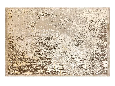 Modern Square Carpet with Beige and Brown Distressed Texture for Living Room 3d model