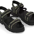 Fashionable Camouflage Strap Sandals With Black Thick Sole And Casual Design