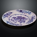 Modern Plate Blue and White Porcelain Blue and White Porcelain Plate 3d model