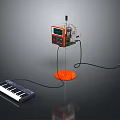 Transparent Case Electronic Device With Display Screen Orange Base And Keyboard