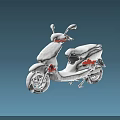 White Scooter With Red Accents In Minimalist Design On Blue Gradient Background